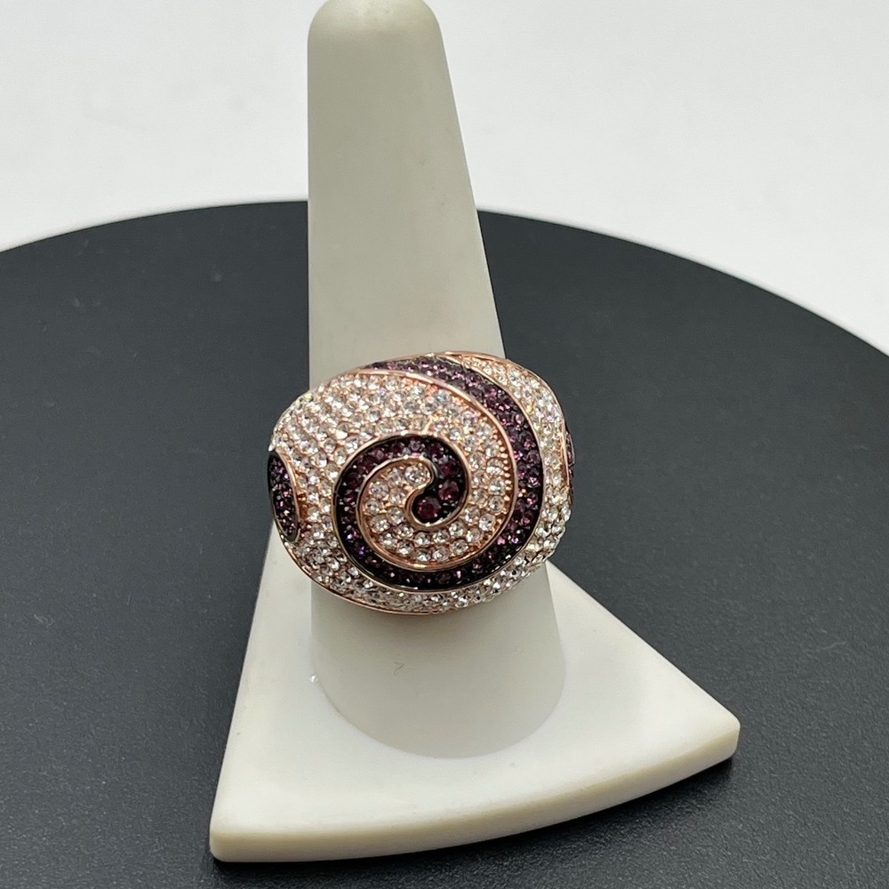 Joan Boyce (JB) Vintage Purple Pave Crystal Spiral Dome Ring Rose Gold Sz 10
